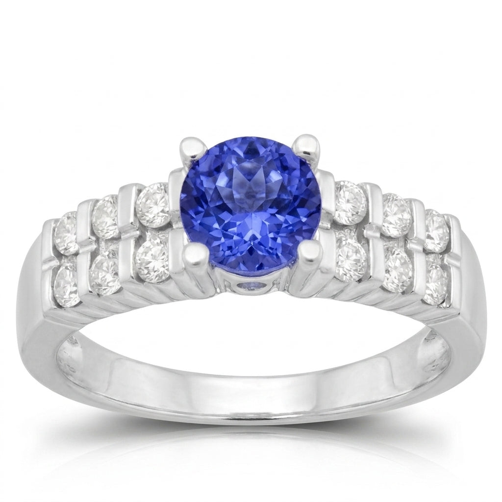 Tanzanite 0.80 ct tw Ring with 0.56 ct tw Diamonds in 14kt Gold
