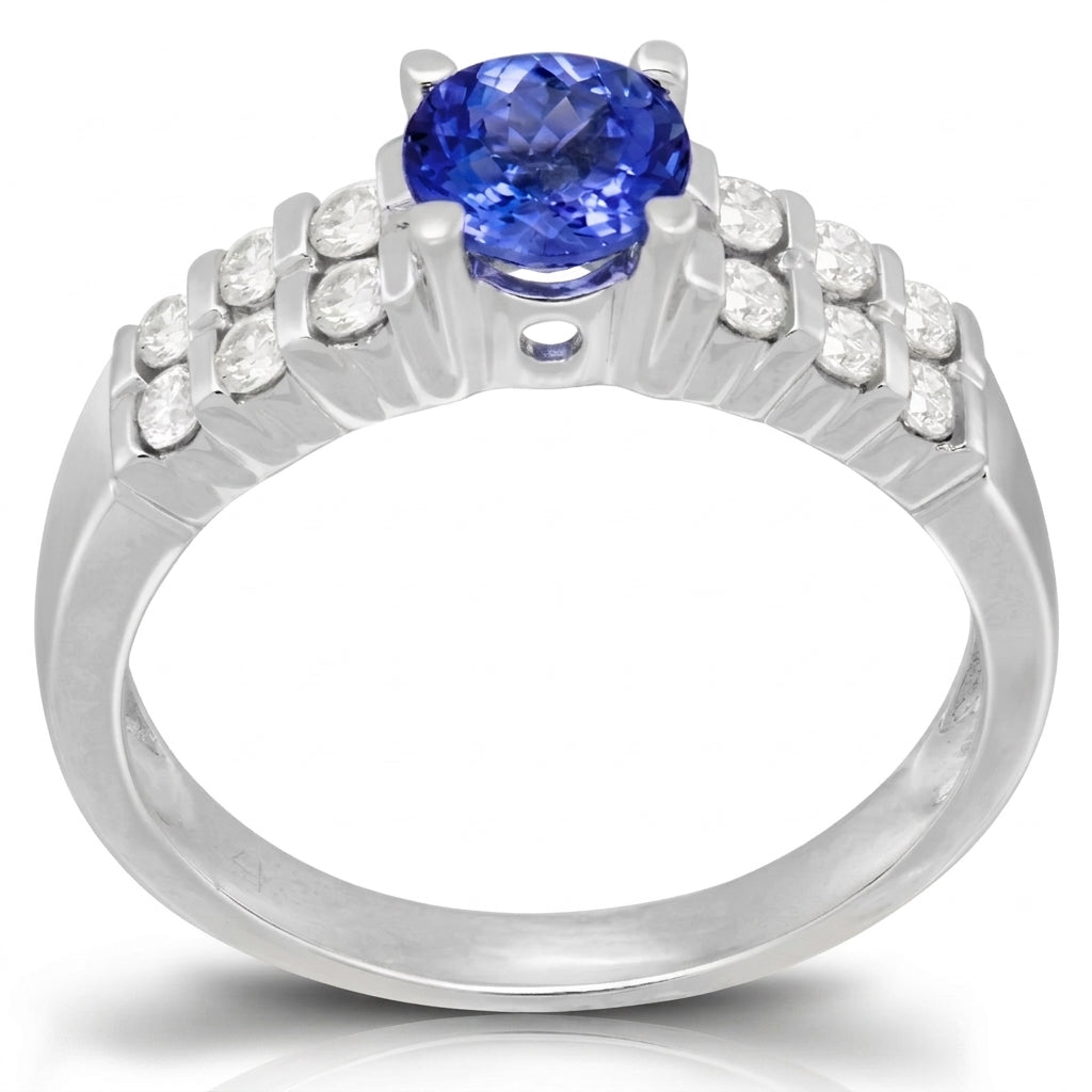 Tanzanite 0.80 ct tw Ring with 0.56 ct tw Diamonds in 14kt Gold