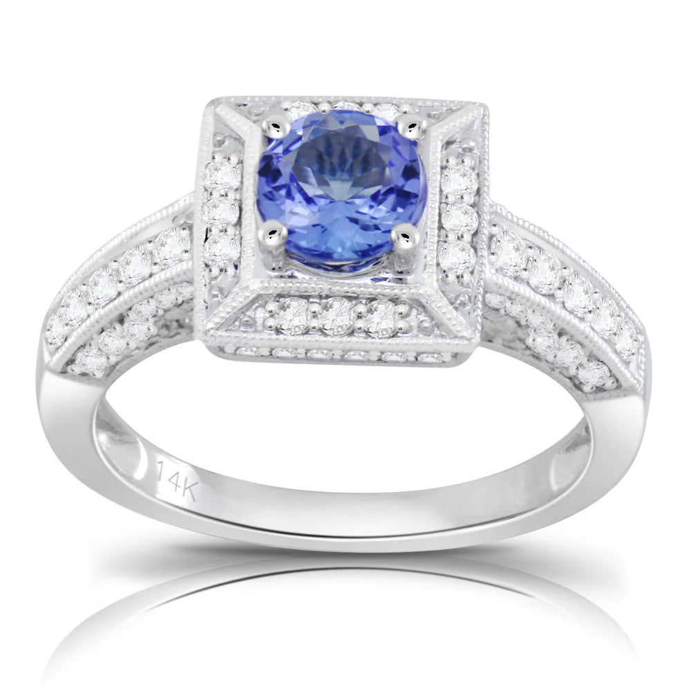 Tanzanite 1.00 ct tw Ring with 0.75 ct tw diamonds & 14kt Gold