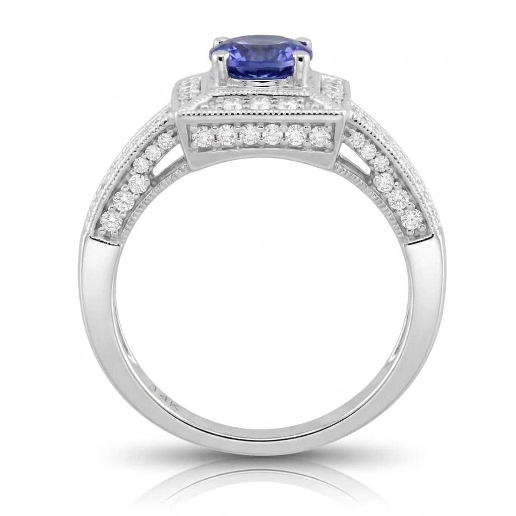 Tanzanite 1.00 ct tw Ring with 0.75 ct tw diamonds & 14kt Gold