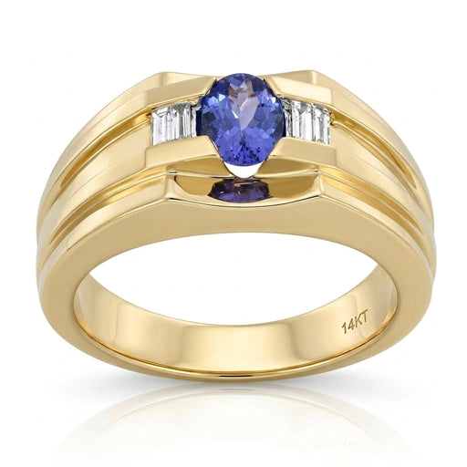 Men's Sapphire 0.50ct and Diamond Ring 0.02ct tw 14kt Gold