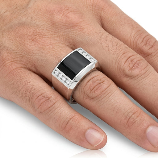 Men's Diamond Ring 1.05 ct tw 14kt Gold & Black Onyx