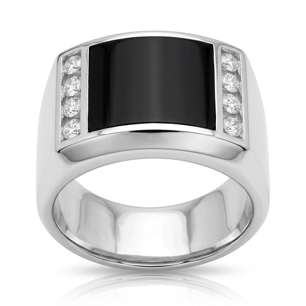 Men's Diamond Ring 1.05 ct tw 14kt Gold & Black Onyx