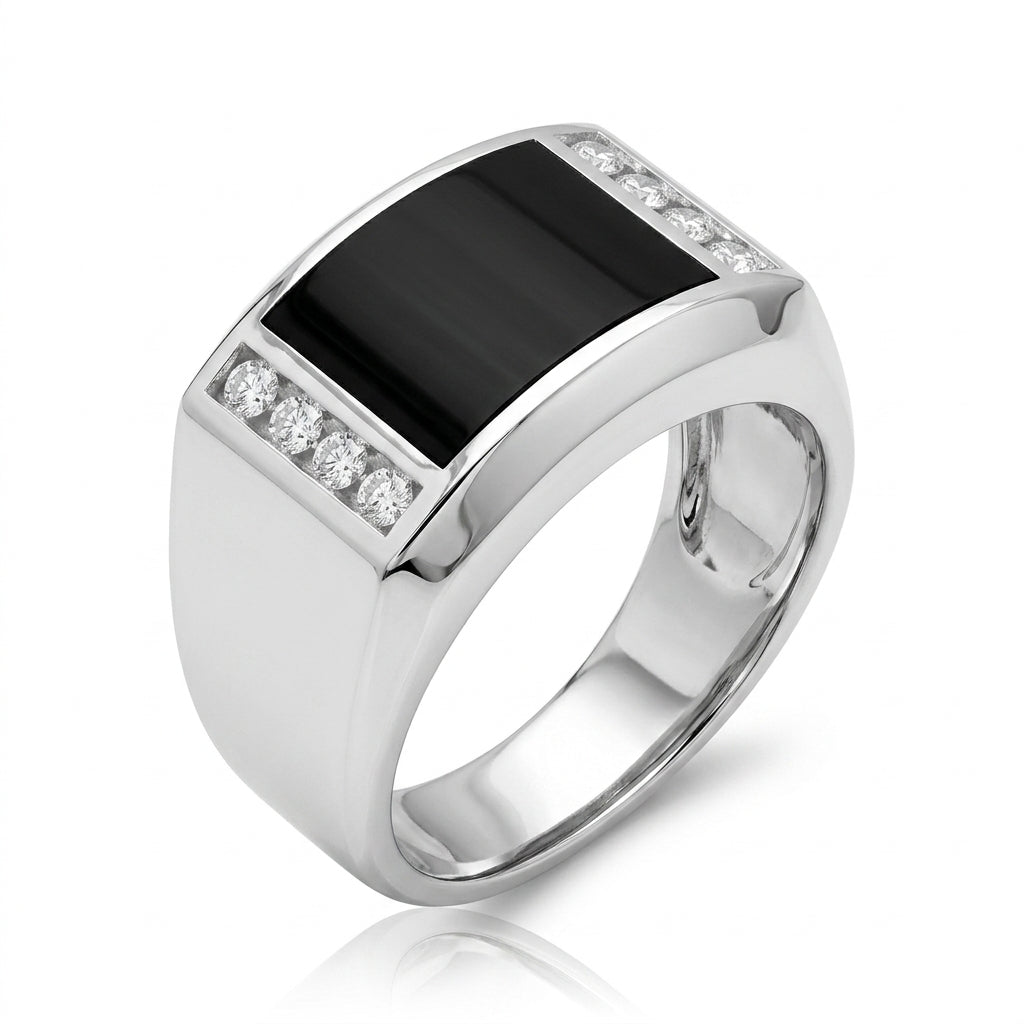 Men's Diamond Ring 1.05 ct tw 14kt Gold & Black Onyx