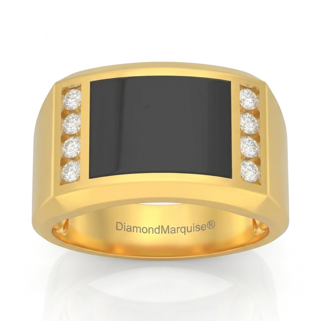 Men's Diamond Ring 1.05 ct tw 14kt Gold & Black Onyx