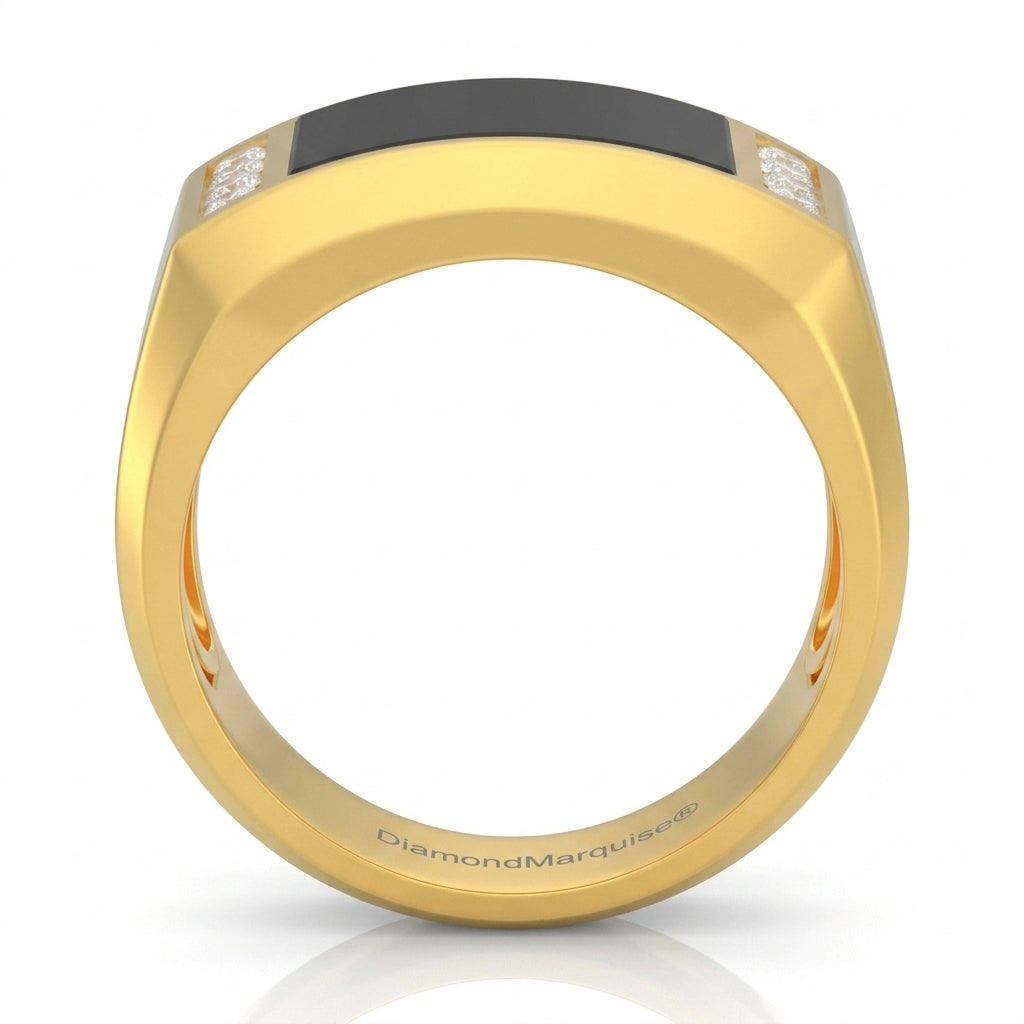 Men's Diamond Ring 1.05 ct tw 14kt Gold & Black Onyx