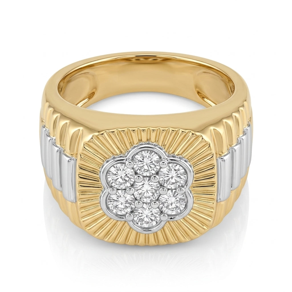 Men's Ring Diamonds 0.85 ct tw 14kt Gold Yellow & White Gold