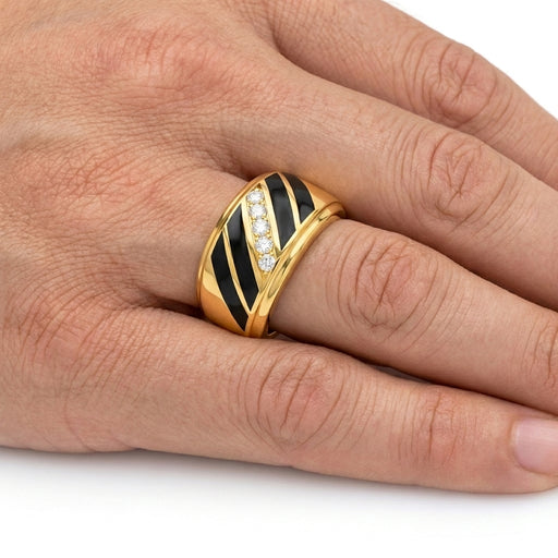 Men's Diamond Ring 0.20 ct tw 14kt Gold & Black Onyx