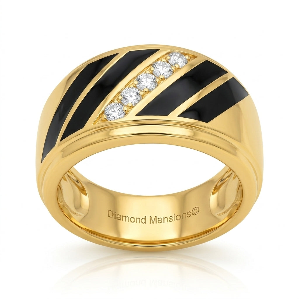 Men's Diamond Ring 0.20 ct tw 14kt Gold & Black Onyx