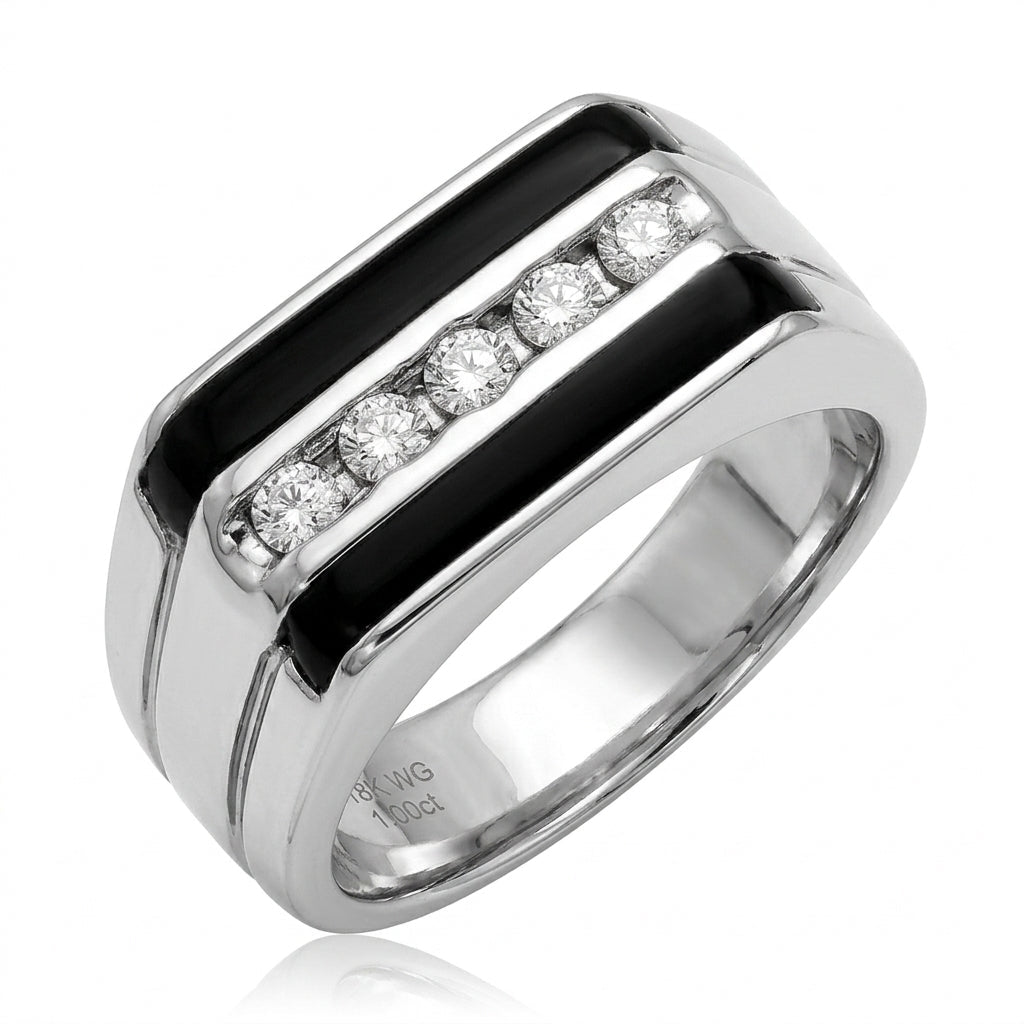 Men's Black Onyx and Diamond Ring 0.25ct tw 14kt Gold