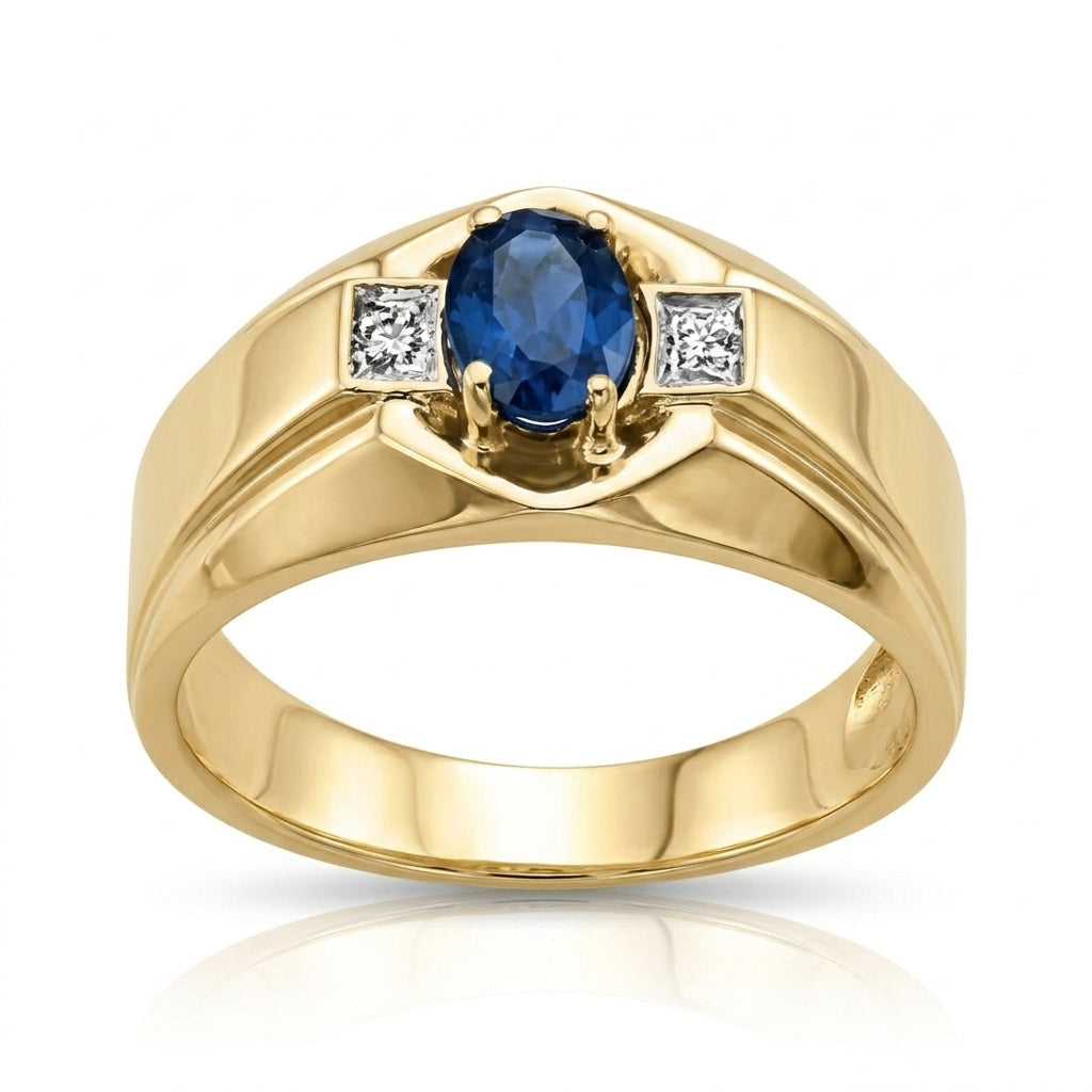 Men's Sapphire 0.50ct and Diamond Ring 0.02ct tw 14kt Gold
