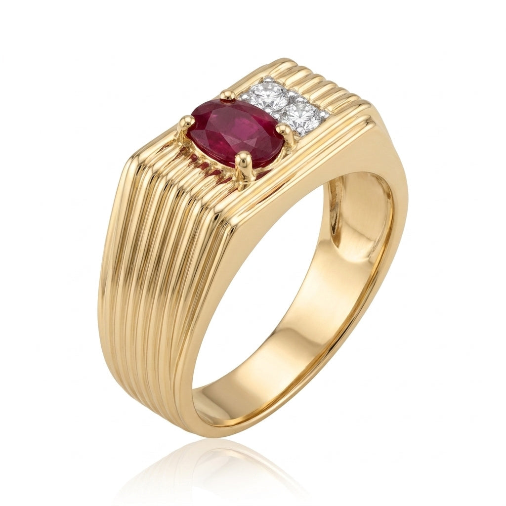 Men's Ruby 0.50ct and Diamond Ring 0.04ct tw 14kt Gold