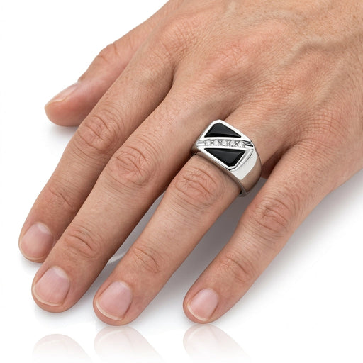 Men's Black Onyx and Diamond Ring 0.30ct tw 14kt Gold