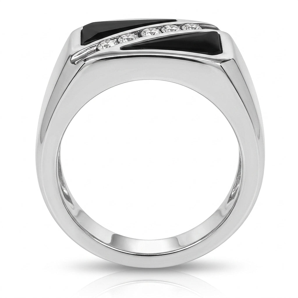 Men's Black Onyx and Diamond Ring 0.30ct tw 14kt Gold