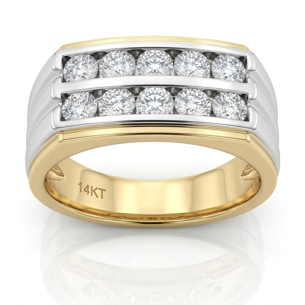 Men's Ring Diamonds 1.05 ct tw 14kt Gold Yellow & White Gold