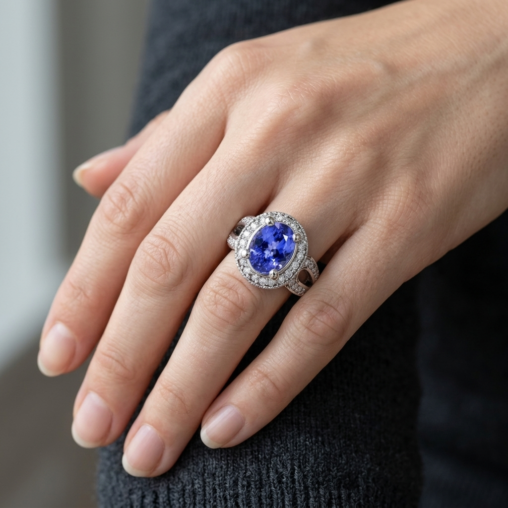 Tanzanite 1.71ct tw Ring with 0.50ct tw diamonds in 14kt Gold