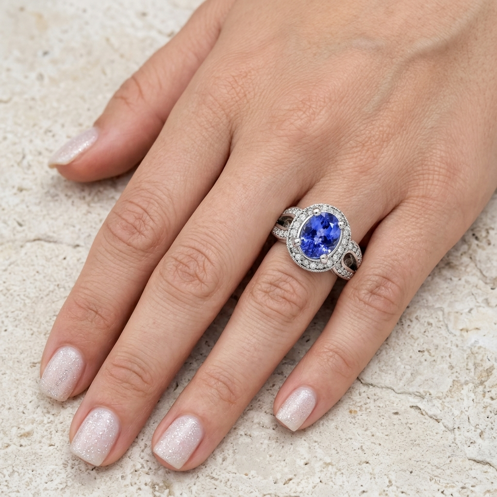 Tanzanite 1.71ct tw Ring with 0.50ct tw diamonds in 14kt Gold