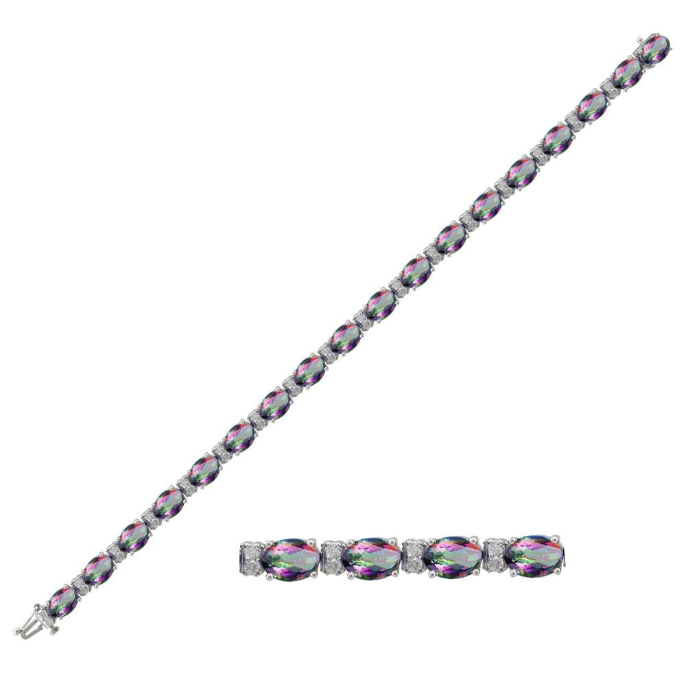 Caymanique Bracelet in 925 Sterling Silver and CZs, 8.0cttw