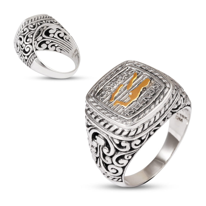 Cayman Map Ring Handcrafted in 18kt Gold and Sterling Silver