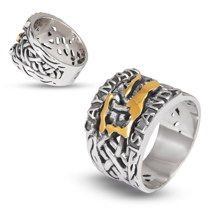 Cayman Map Ring Handcrafted in 18kt Gold and Sterling Silver