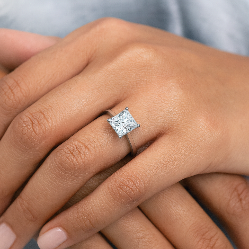 Lab Grown Diamond Ring Princess 3.21CTW in 14k Gold