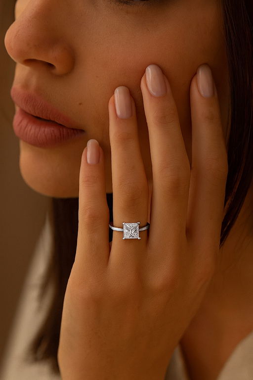 Lab Grown Diamond Ring Princess 3.21CTW in 14k Gold