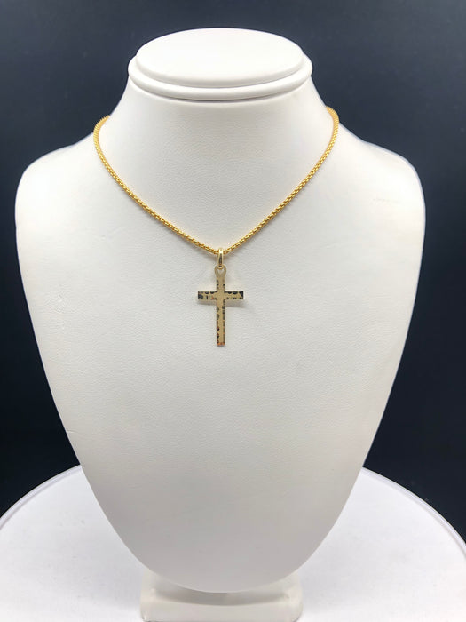 14k Small Cross Diamond Cut Pendant