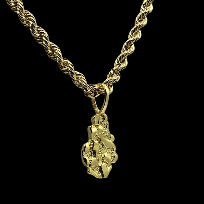 14k Gold Nugget Pendant Irregular Shape 1"