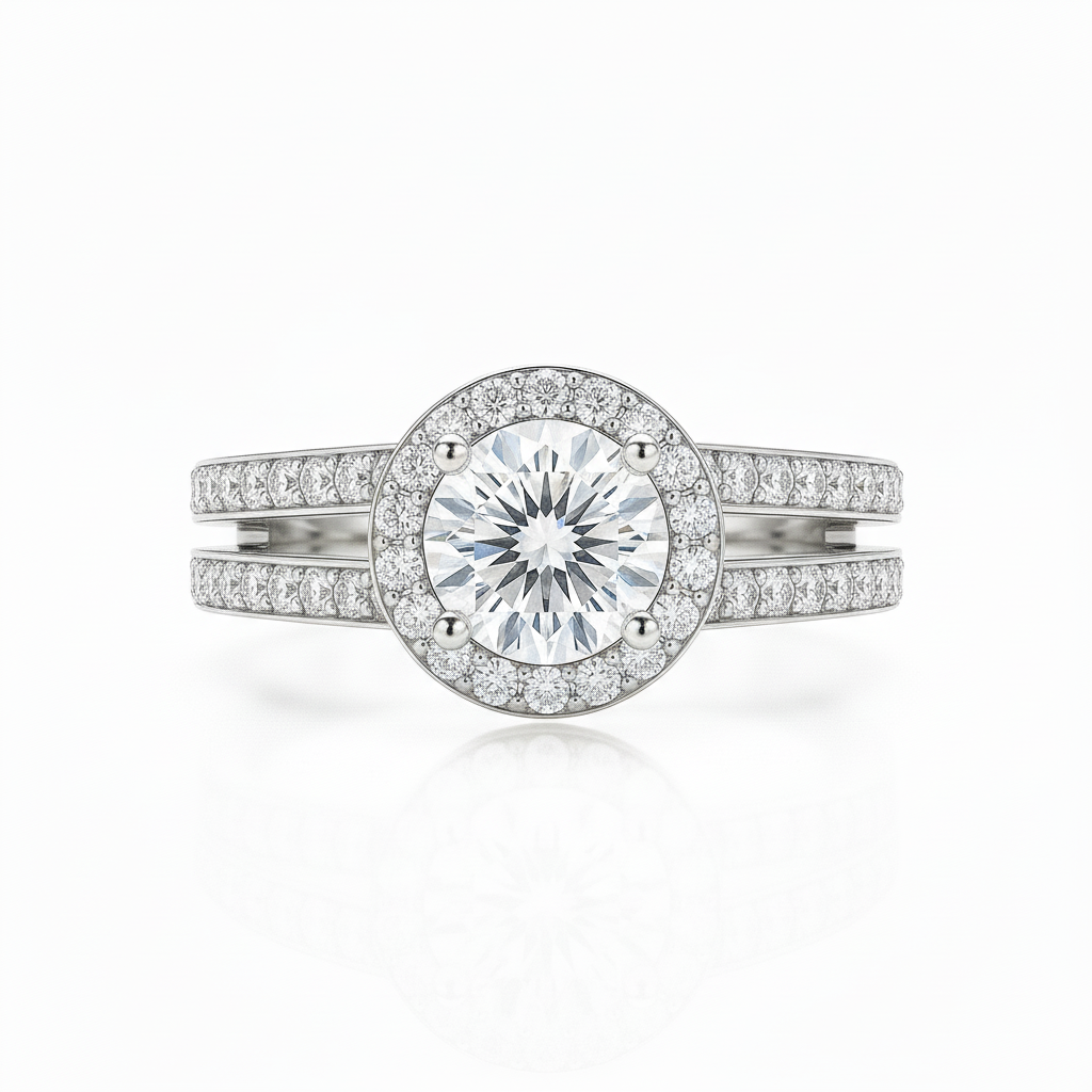 Split Band Fancy Lab Grown Diamond Engagement Ring 1.00CTW set in 14K Gold