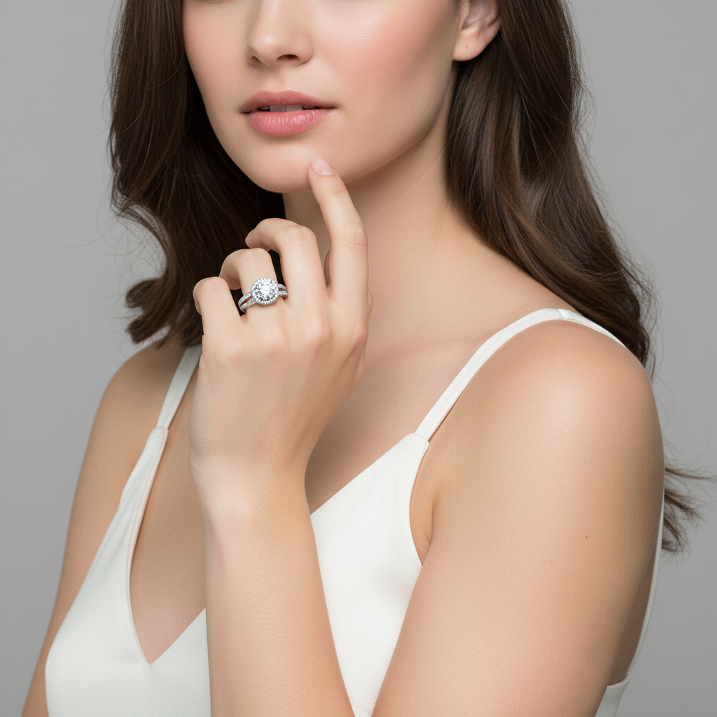 Split Band Fancy Lab Grown Diamond Engagement Ring 1.00CTW set in 14K Gold