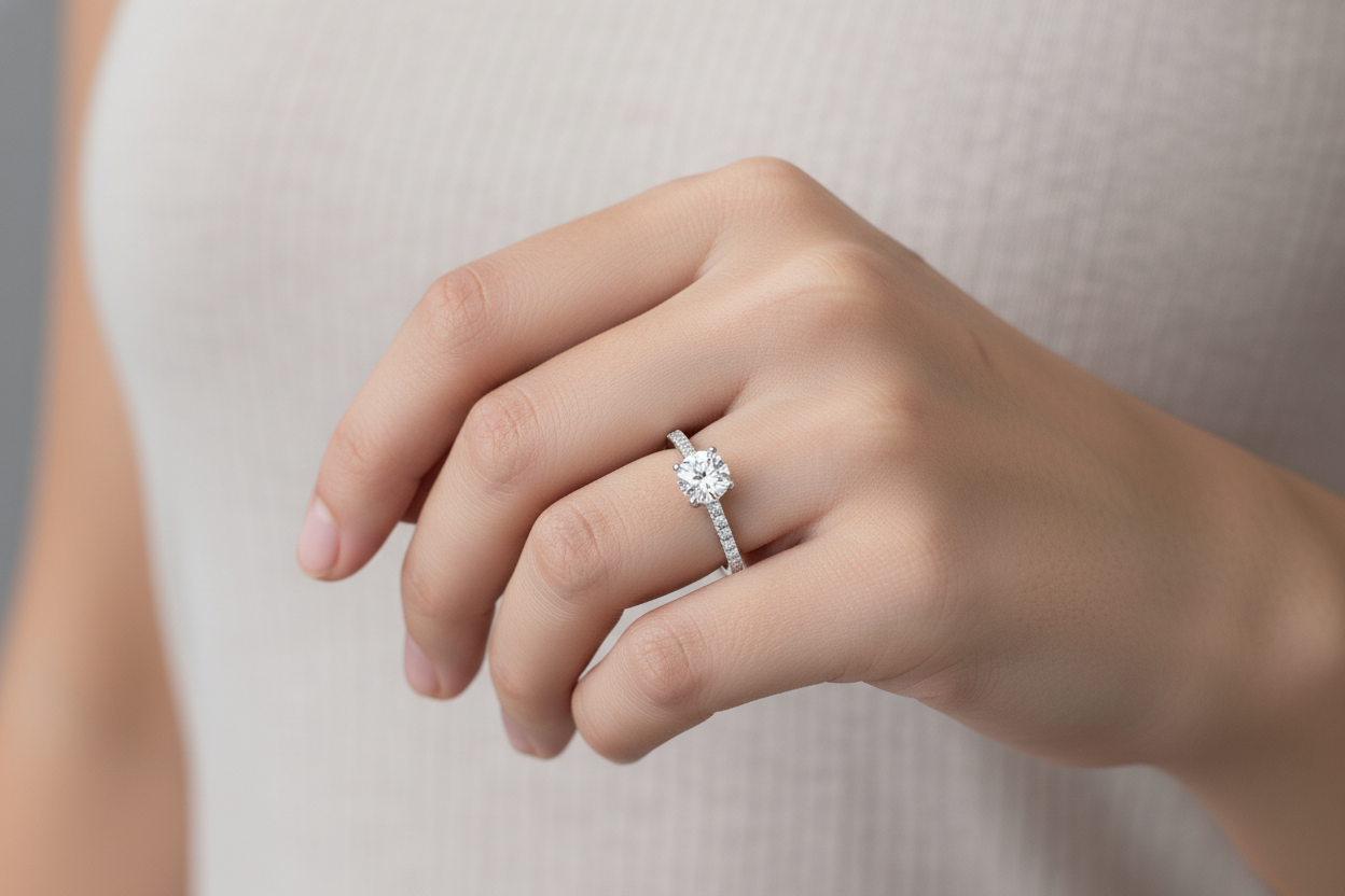 Fancy Lab Grown Diamond Engagement Ring 0.45CTW in 14K Gold