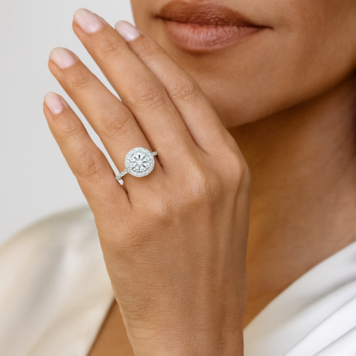 Halo Round Diamond Ring 1.50CTW in 14k Gold