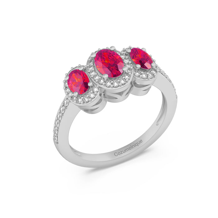 “Trinity" Ring with 1.20ct Pink Rose