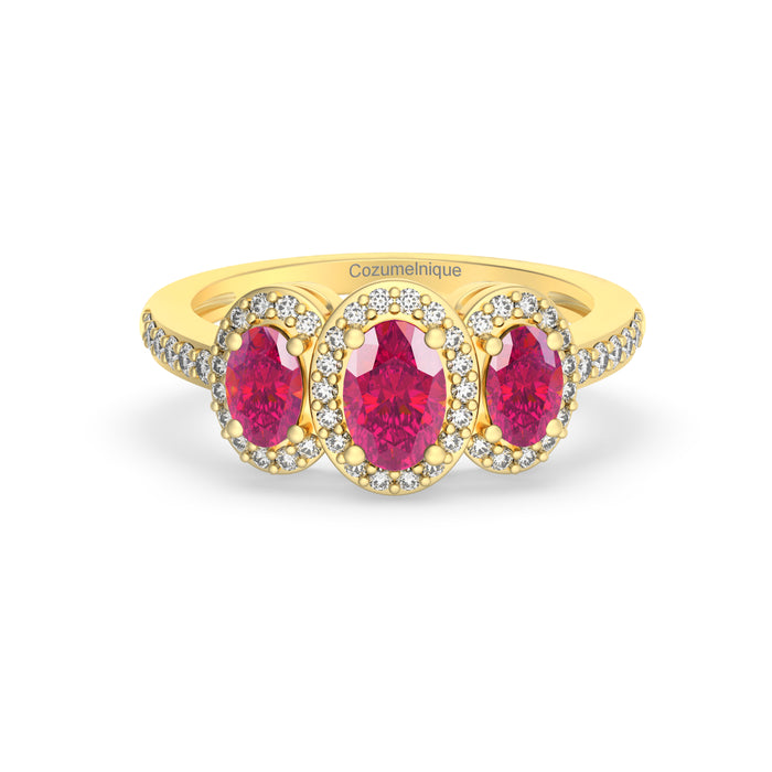 “Trinity" Ring with 1.20ct Pink Rose