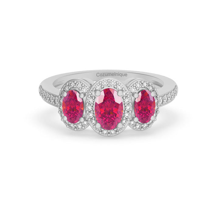 “Trinity" Ring with 1.20ct Pink Rose