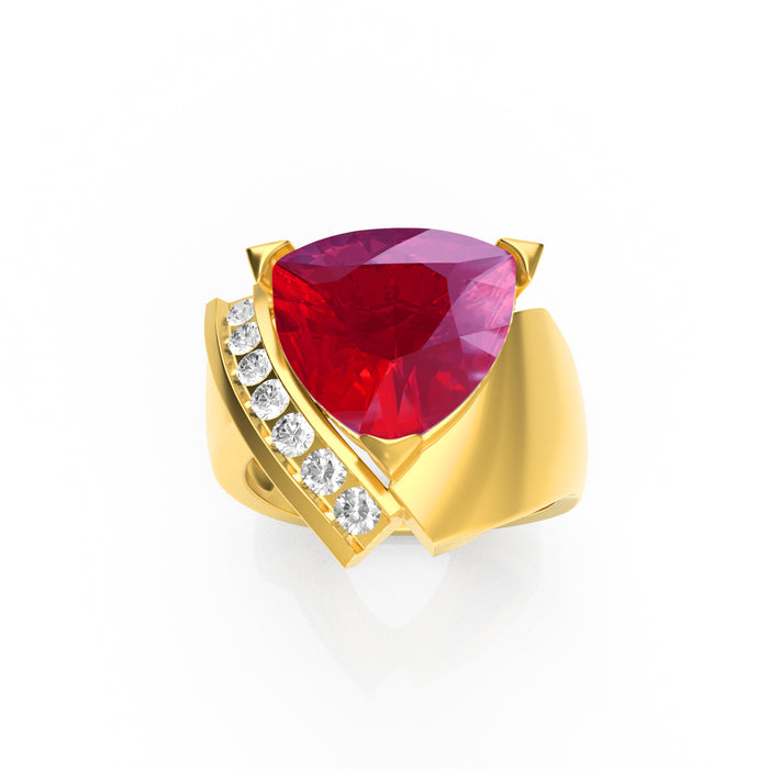 "Fire" Ring with 6.03ct Pink Rose