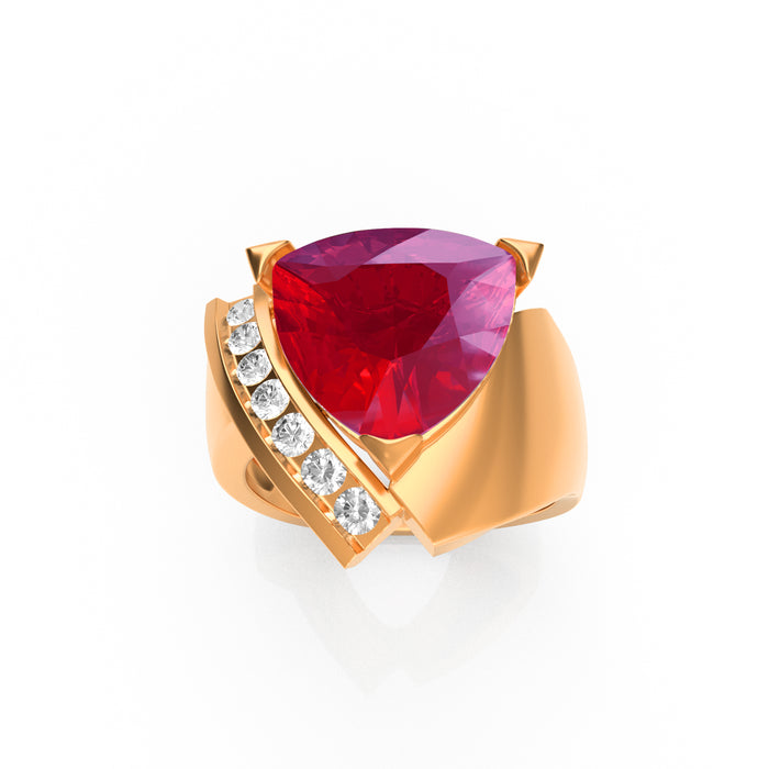 "Fire" Ring with 6.03ct Pink Rose