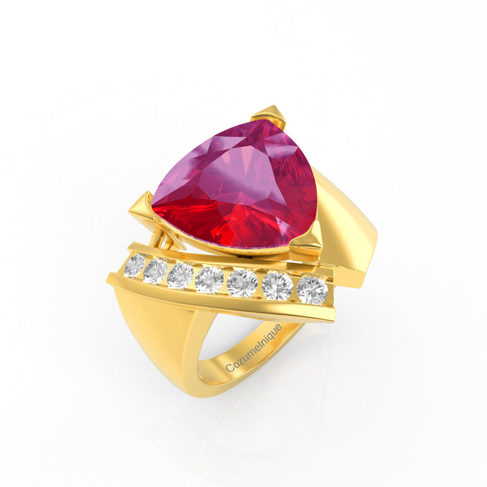 "Fire" Ring with 6.03ct Pink Rose