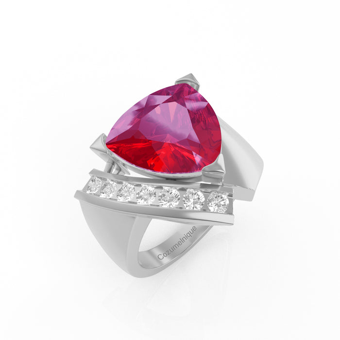 "Fire" Ring with 6.03ct Pink Rose