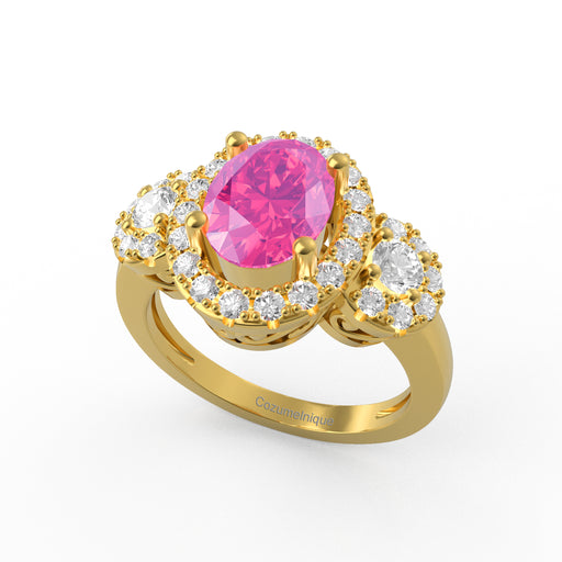 “Halo of Love” Ring featured with a stunning 1.35ct Oval Pink Rose