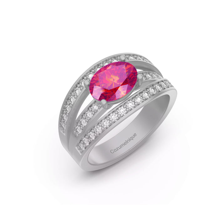 “Floating" Ring with 1.35ct Pink Rose