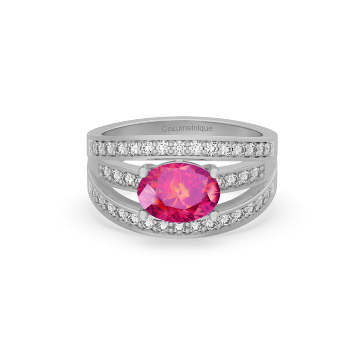 “Floating" Ring with 1.35ct Pink Rose