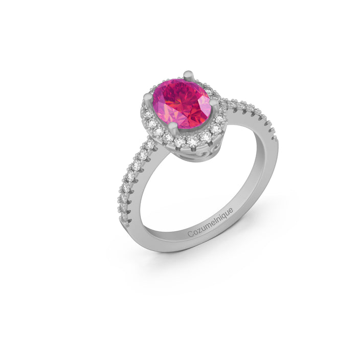 “Halo" Ring with 1.35ct Pink Rose