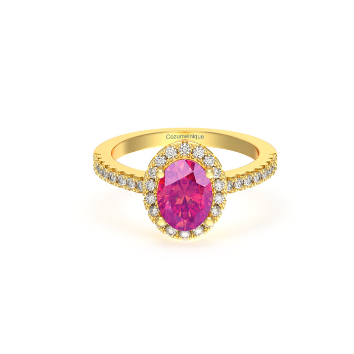 “Halo" Ring with 1.35ct Pink Rose