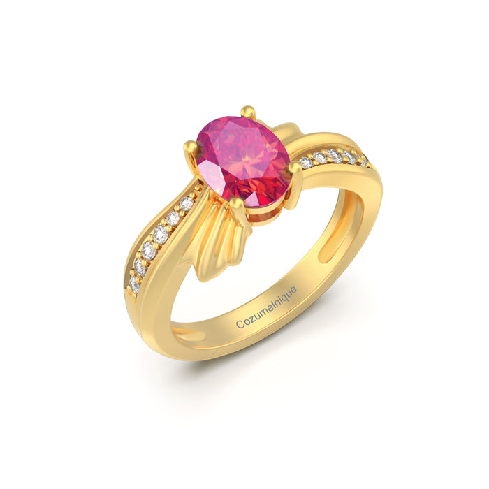 “Ribbon" Ring with 1.35ct Pink Rose