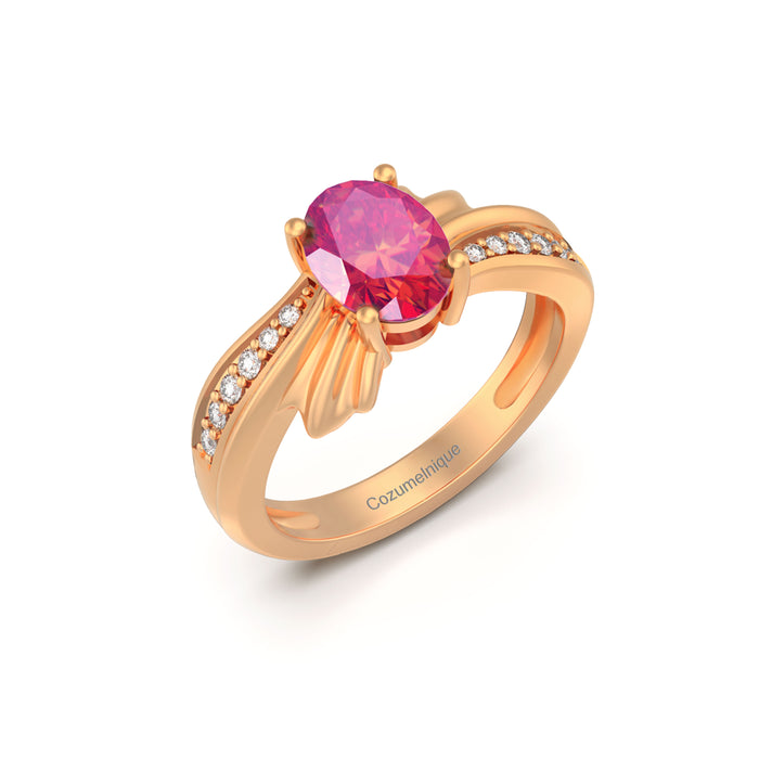 “Ribbon" Ring with 1.35ct Pink Rose