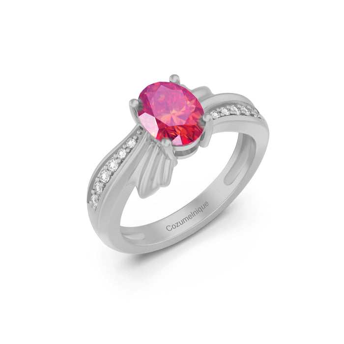 “Ribbon" Ring with 1.35ct Pink Rose