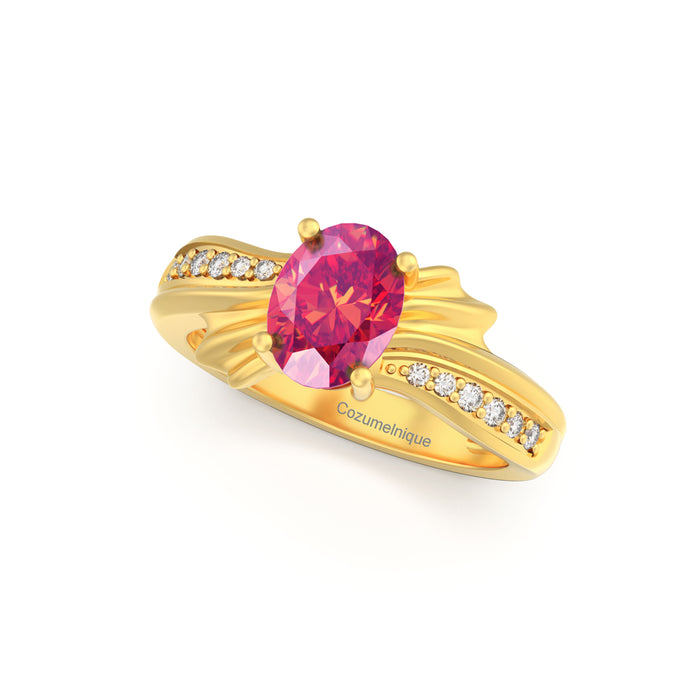 “Ribbon" Ring with 1.35ct Pink Rose