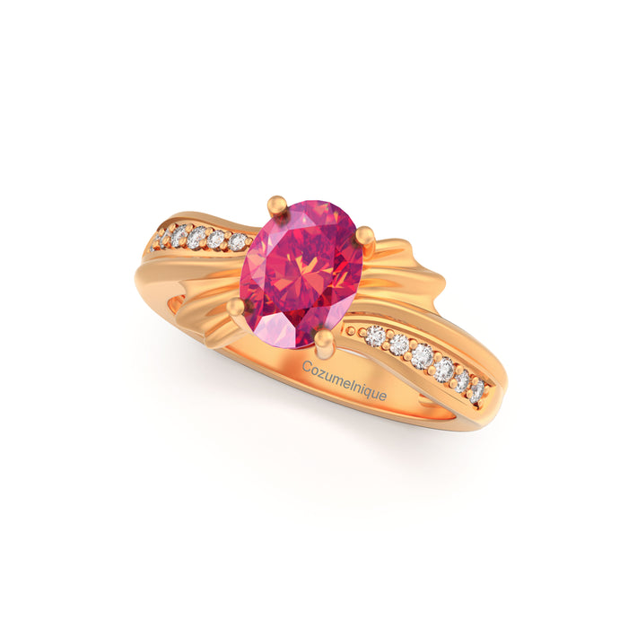 “Ribbon" Ring with 1.35ct Pink Rose