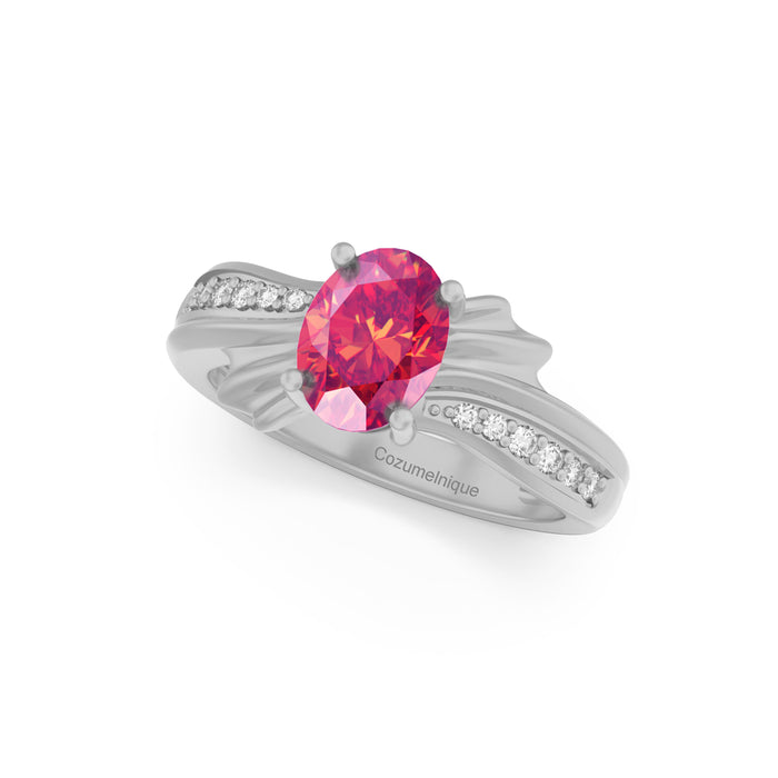 “Ribbon" Ring with 1.35ct Pink Rose